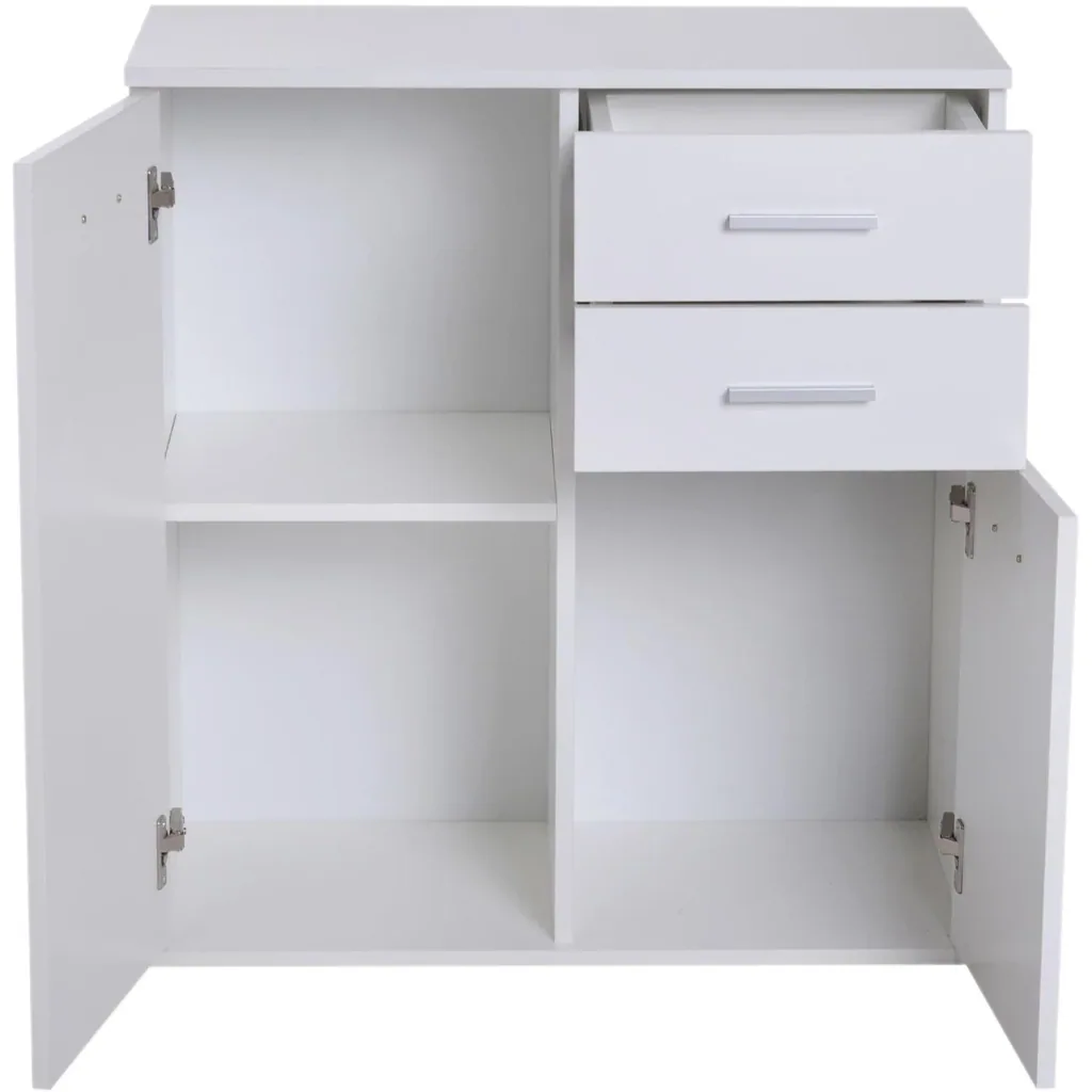 Kommode Standschrank Sideboard Schubladenkommode Beistellschrank verstellbar Fach mit 2 Schubladen Weiß 71 x 35 x 76 cm