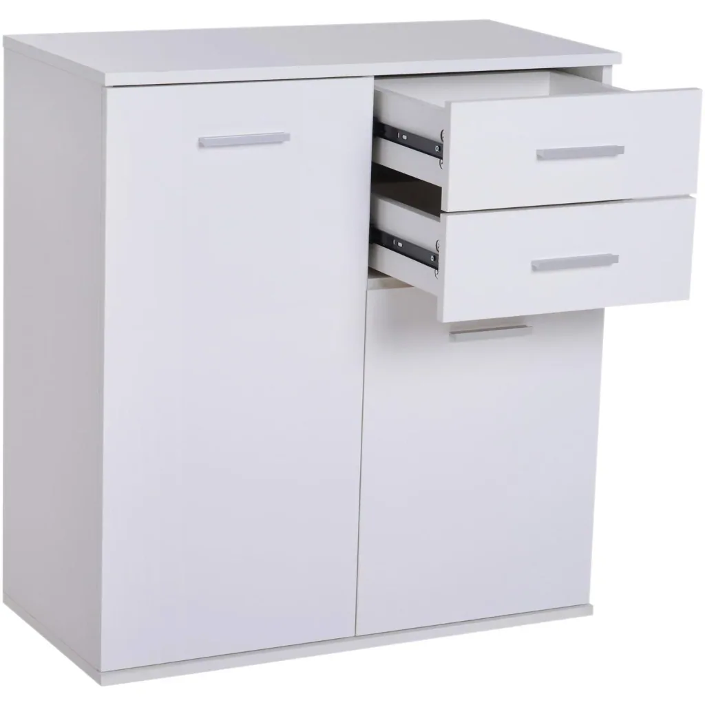 Kommode Standschrank Sideboard Schubladenkommode Beistellschrank verstellbar Fach mit 2 Schubladen Weiß 71 x 35 x 76 cm