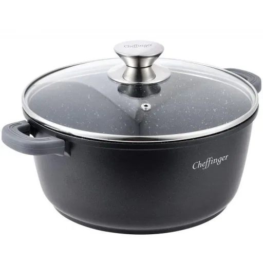 Cheffinger Kasserolle / Tiefe Pfanne mit Deckel -28cm