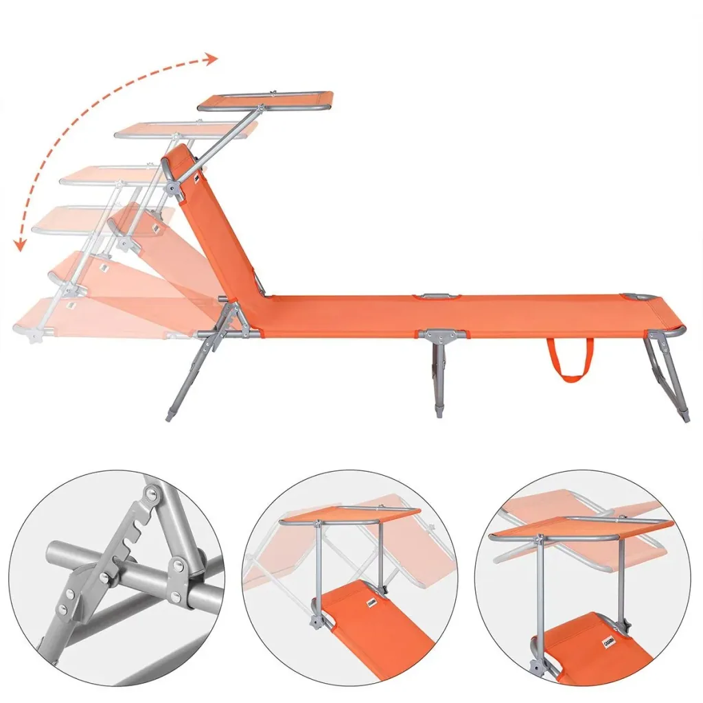 Liege 'Hawaii' mit Schiebedach Aluminium orange 195 x 60 x 30cm