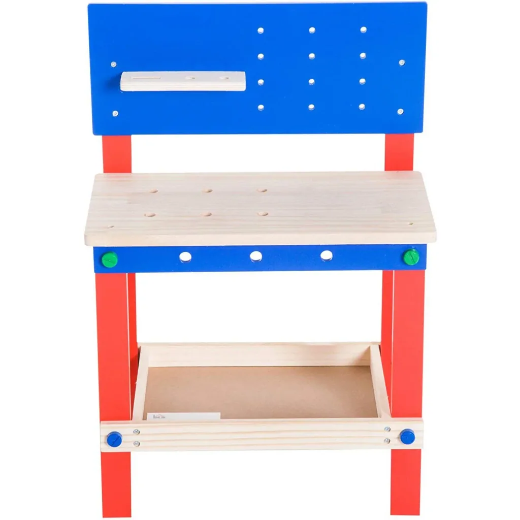 Kinder Werkbank Werkstatt Deluxe Kinderwerkbank Zubehör 20 PC Spielzeug Rot Blau L46xB30xH65