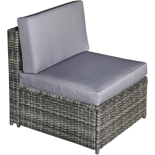 7-tlg, Polyrattan Gartengarnitur Gartenmöbel Garten-Set Loungeset inkl, Fußhocker Sitzkissen