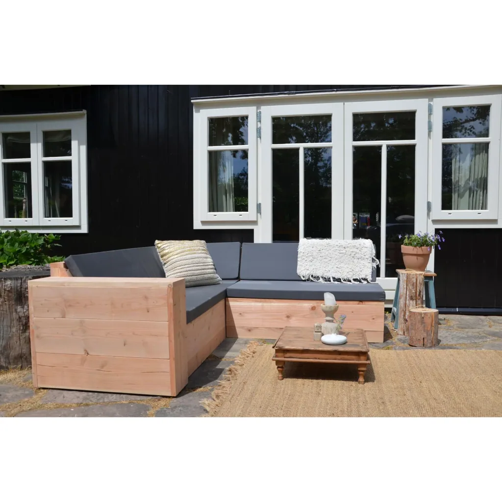 Lounge-Set aus robustem Douglas-Holz-Ecksofa 200/200 cm