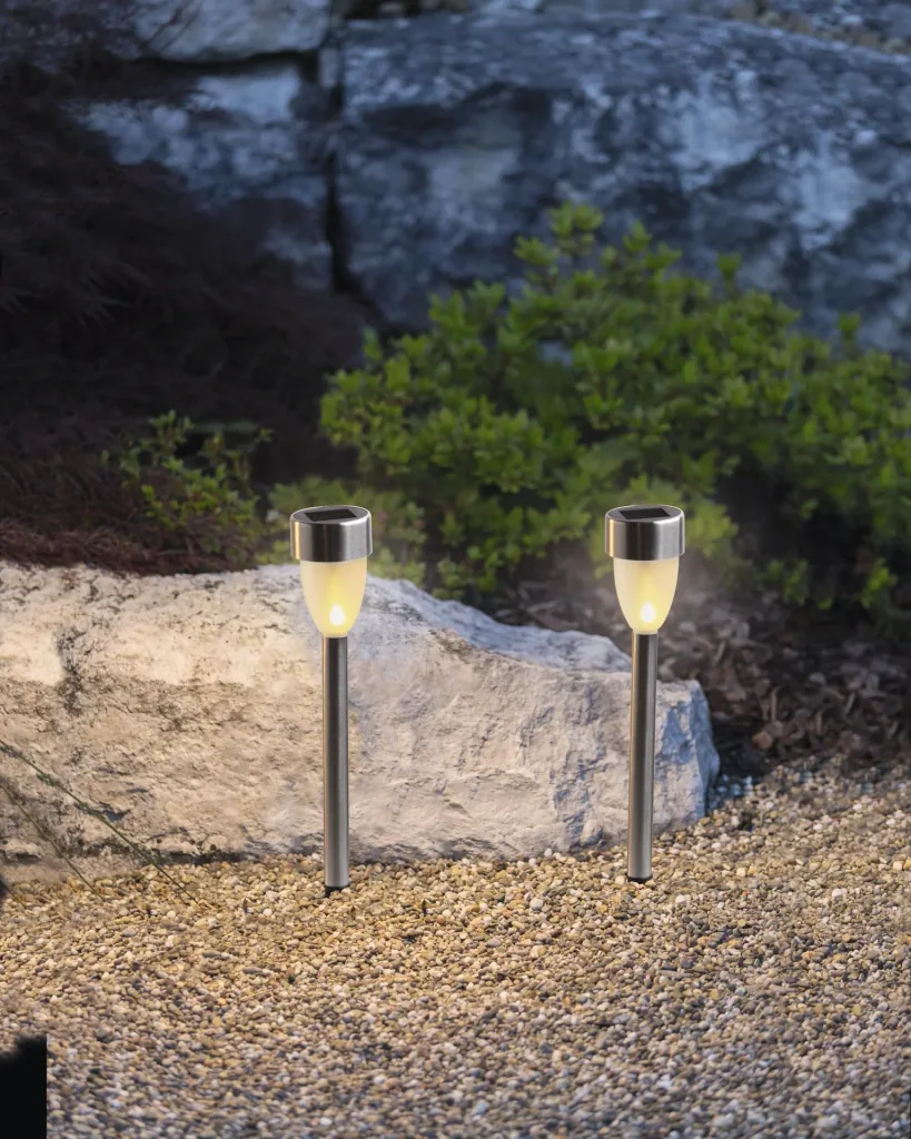 Solar LED Edelstahl Leuchten – 5 Stück