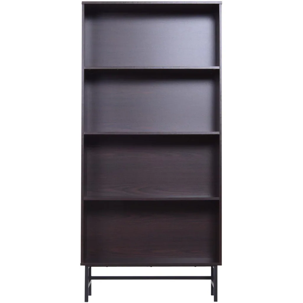 Standregal Aktenregal Bücherregal Büroregal Holzregal Arbeitszimmer 4 Fächer Dunkelkaffee 80 x 29,5 x 180 cm