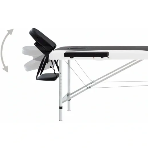 Klappbarer Massagetisch 2 Zonen Aluminiumgestell schwarz und weiß