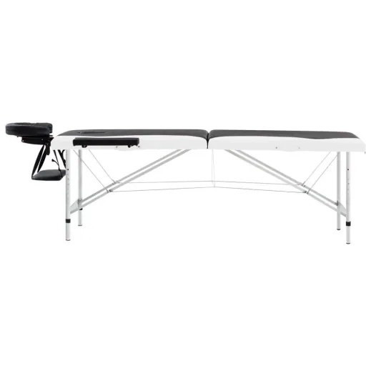 Klappbarer Massagetisch 2 Zonen Aluminiumgestell schwarz und weiß