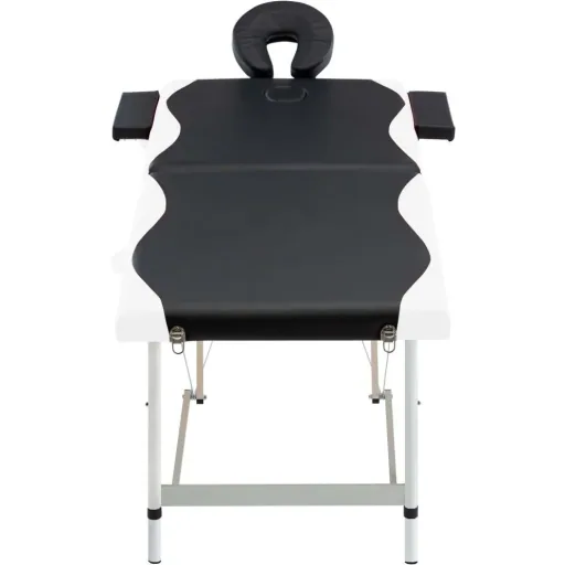 Klappbarer Massagetisch 2 Zonen Aluminiumgestell schwarz und weiß