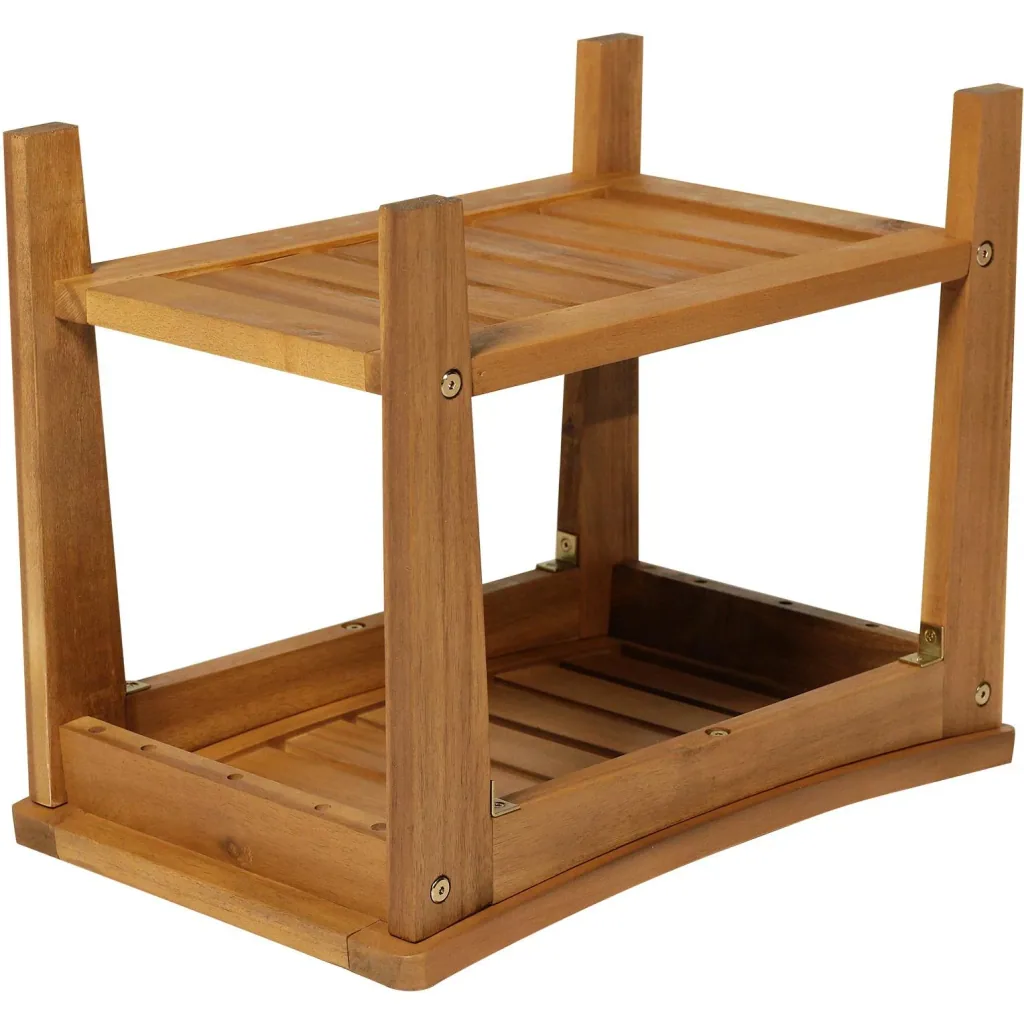 Duschhocker Badhocker Duschsitz Duschstuhl feuchtigkeitsbeständig Akazienholz Teak 53 x 35 x 43 cm