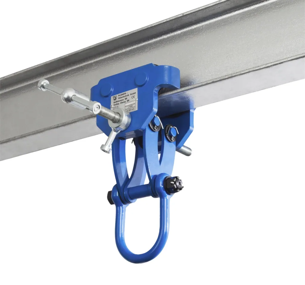 Rollklemme BR 20, Tragfähigkeit 3000 kg, Greifbereich 76 - 203 mm, Min. Kurvenradius 1,4 m