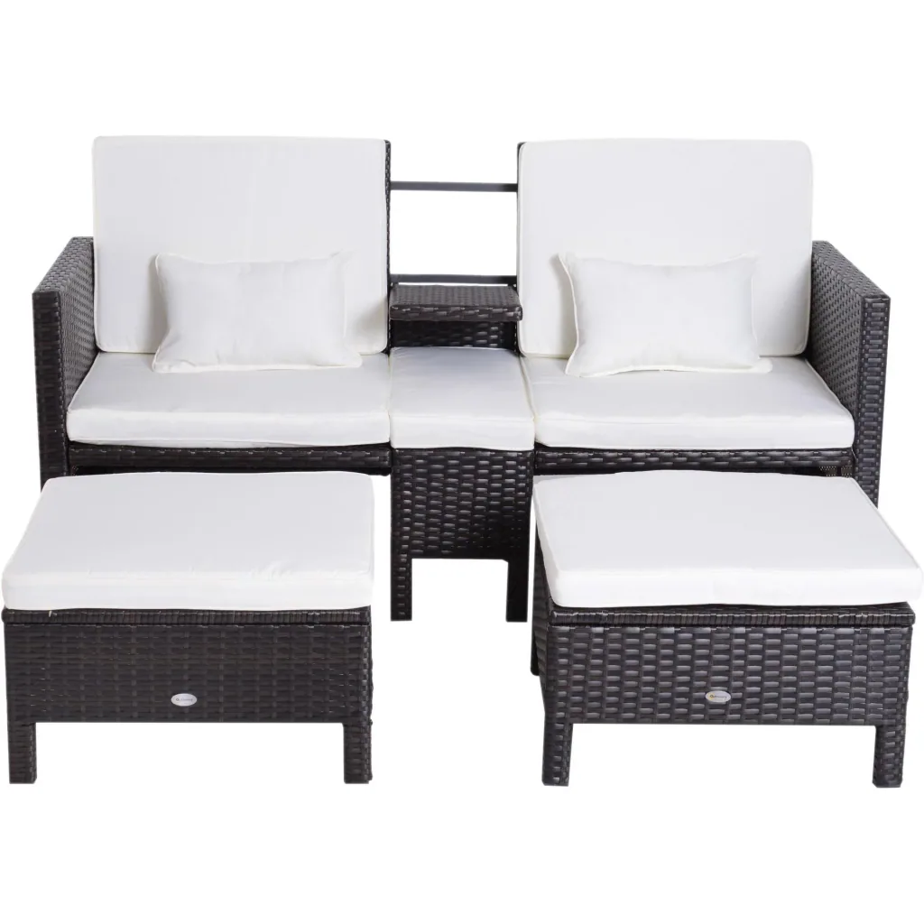 3-tlg, Gartenmöbel Gartensofa Lounge Gartenset Sitzgruppe Rattenmöbel Braun Polyrattan + Metall