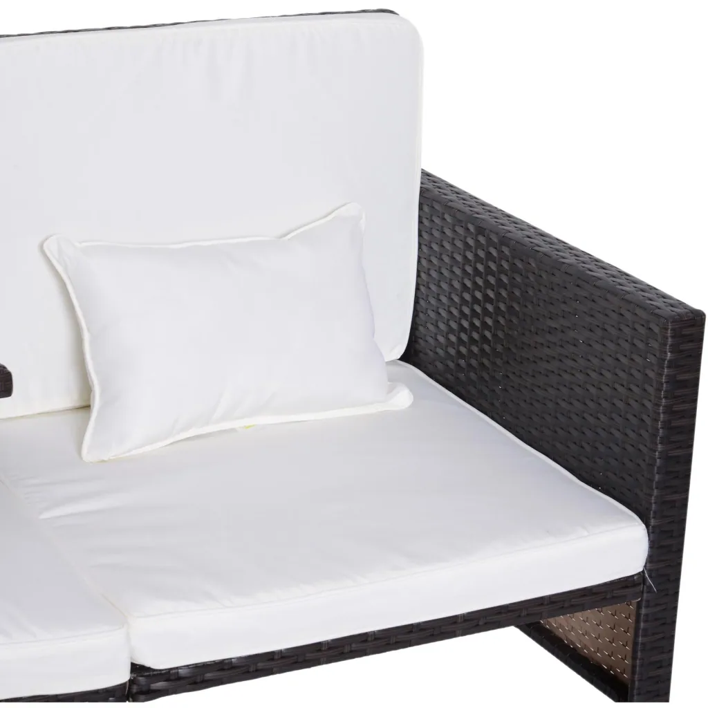 3-tlg, Gartenmöbel Gartensofa Lounge Gartenset Sitzgruppe Rattenmöbel Braun Polyrattan + Metall