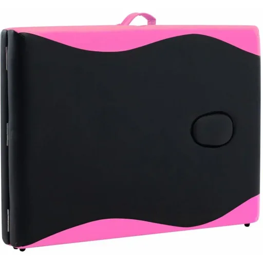 Klappbarer Massagetisch mit 2 Zonen, Aluminium schwarz und rosa
