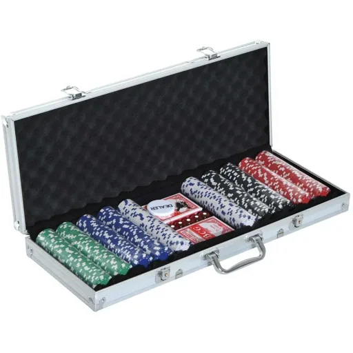 Pokerkoffer inklusive Pokerset silber