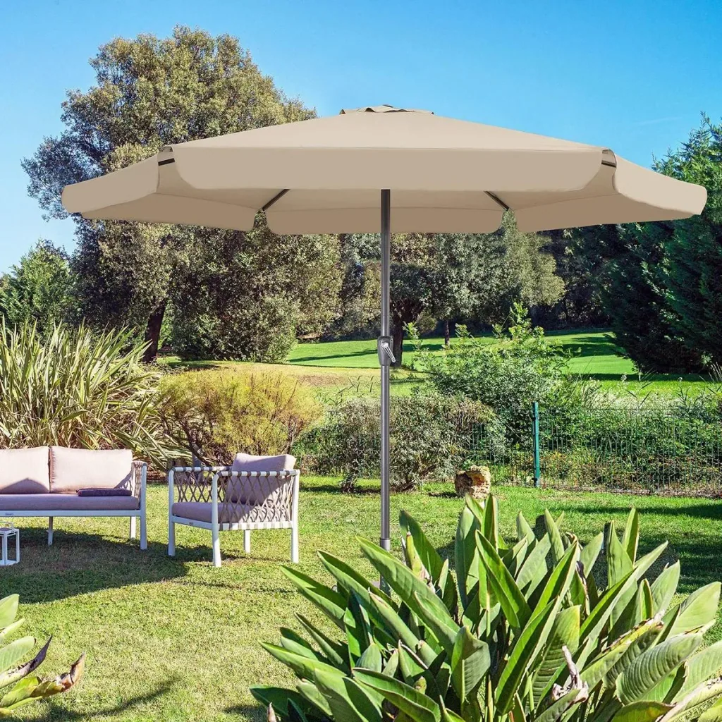 Aluminium XXL Sonnenschirm - taupe - Ø330cm - 266cm hoch - wasserabweisend
