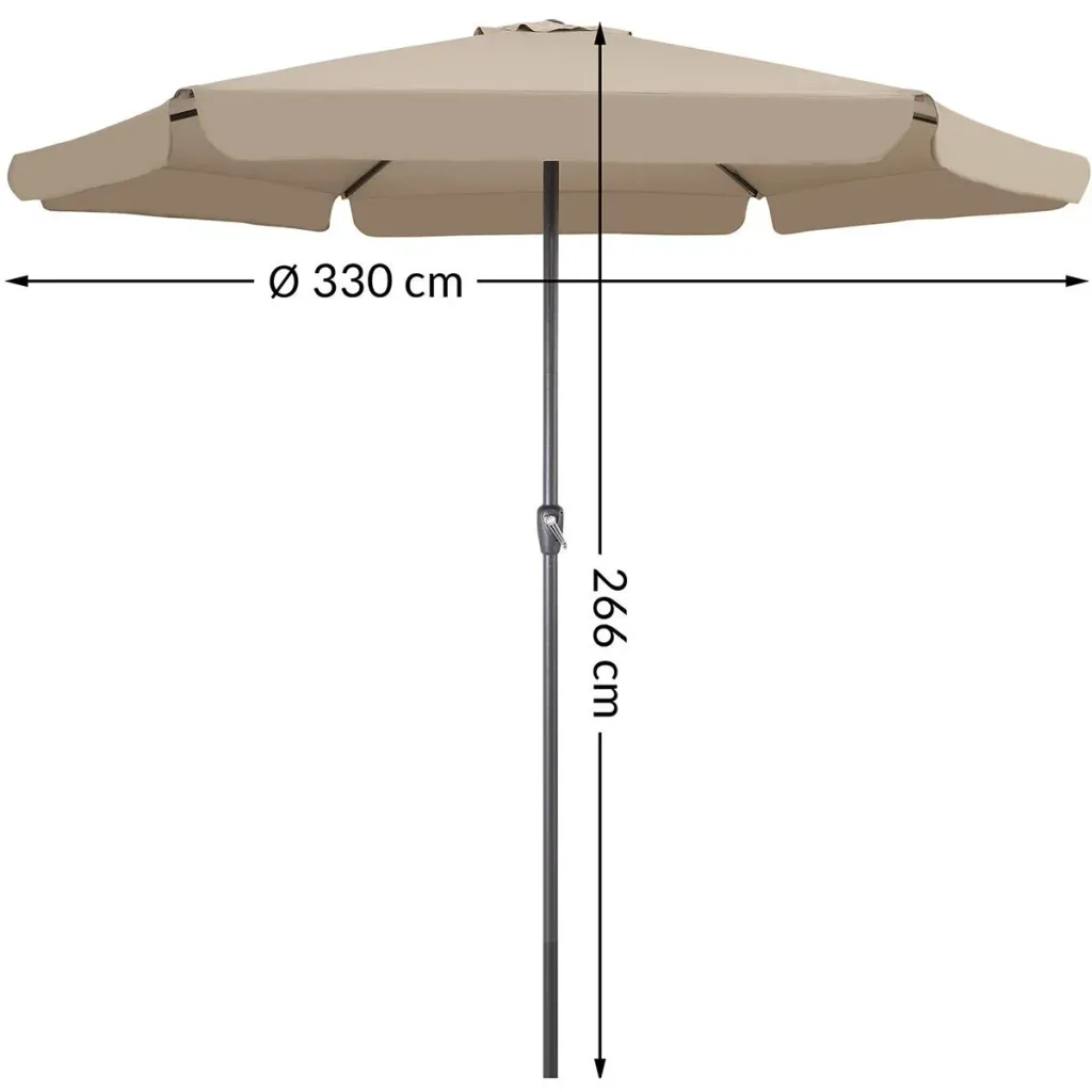 Aluminium XXL Sonnenschirm - taupe - Ø330cm - 266cm hoch - wasserabweisend
