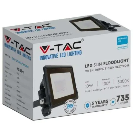 VT-118 LED-Flutlicht - 10 W - 735 Lm - 3000K - Schwarz