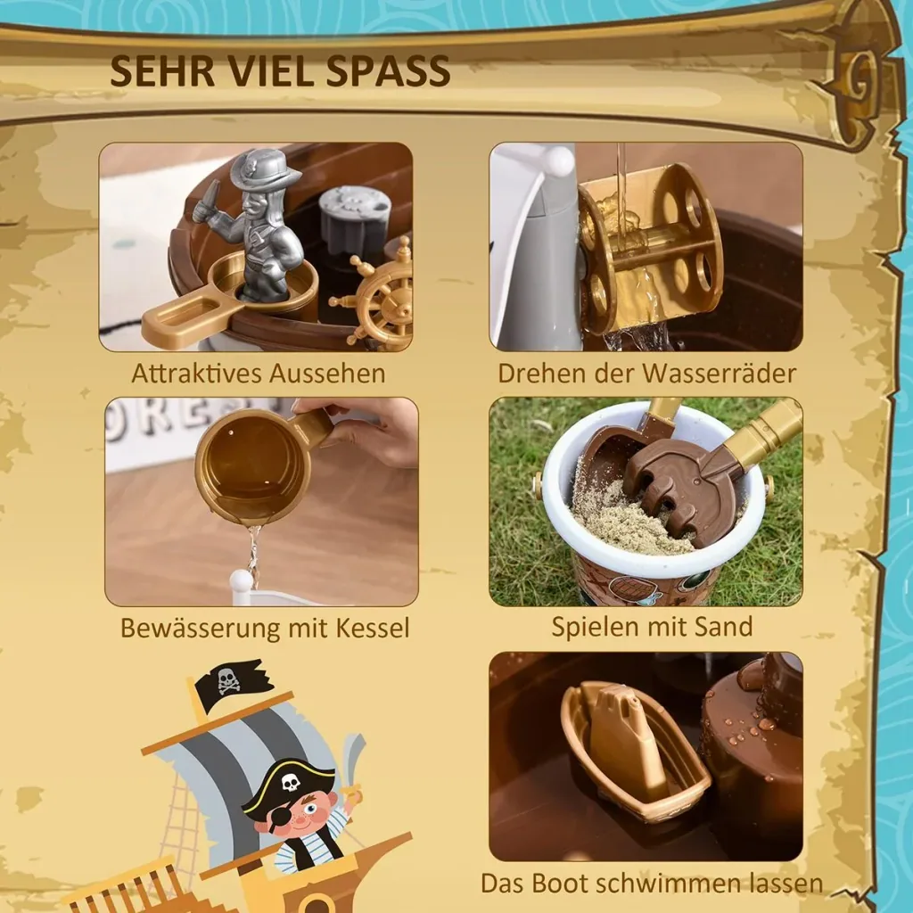 Kinder-Sandspielzeug Piratenthema bunt