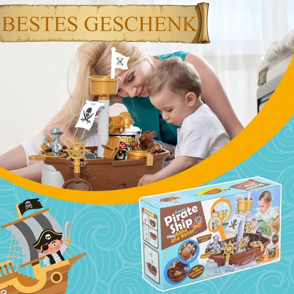 Kinder-Sandspielzeug Piratenthema bunt