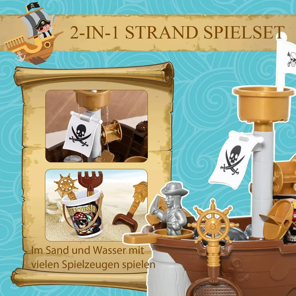 Kinder-Sandspielzeug Piratenthema bunt