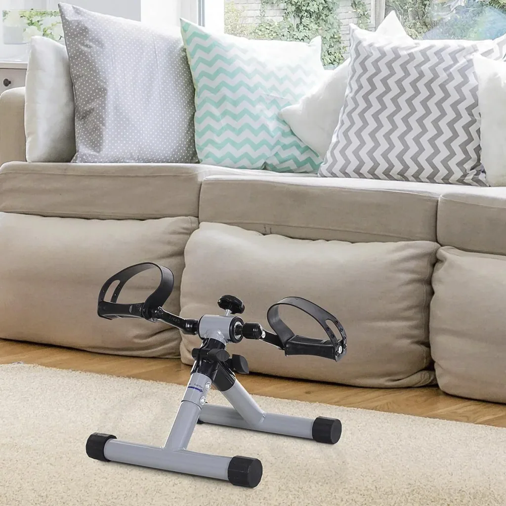 Mini-Heimtrainer faltbar und stufenloser Widerstand silbergrau