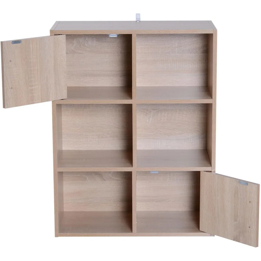 6 Fächer Bücherregal Standregal Raumteiler Dekoregal Schrank Holz Natur 61,5 x 29,5 x 80 cm