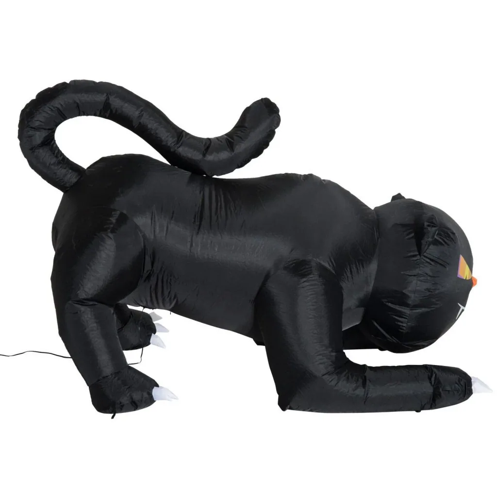 Aufblasbare Katze Halloween Figur Deko mit LED schwarz