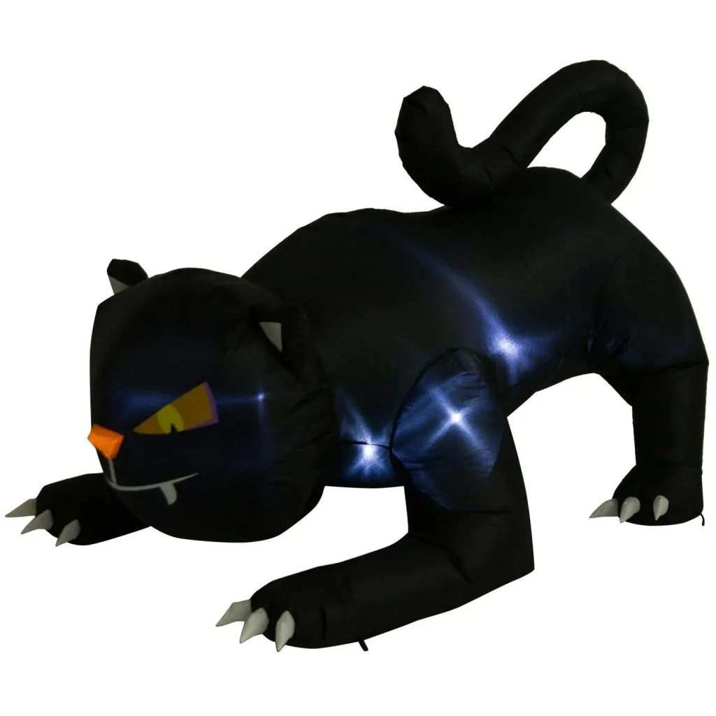 Aufblasbare Katze Halloween Figur Deko mit LED schwarz