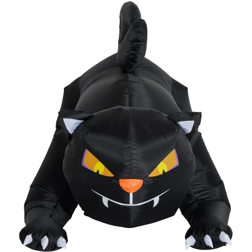 Aufblasbare Katze Halloween Figur Deko mit LED schwarz