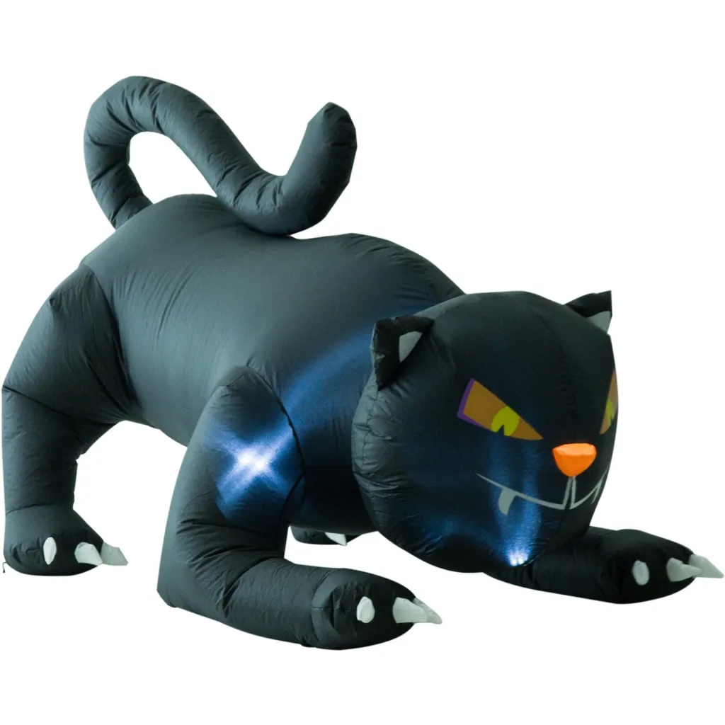 Aufblasbare Katze Halloween Figur Deko mit LED schwarz