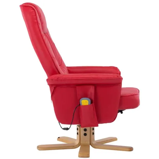 Massageliege verstellbar mit Fußhocker Kunstleder rot