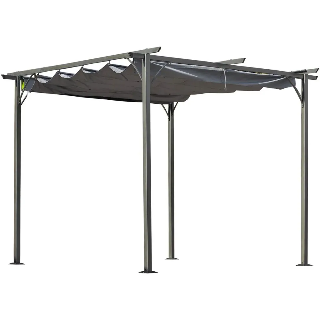 Pergola mit Schiebedach, Schwarz+Grau, 3 x 3 m