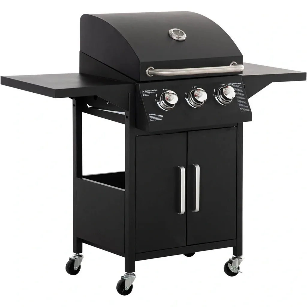 Gasgrill - 3 Brenner 3 kW - Schwarz - 121 x 55 x 109 cm