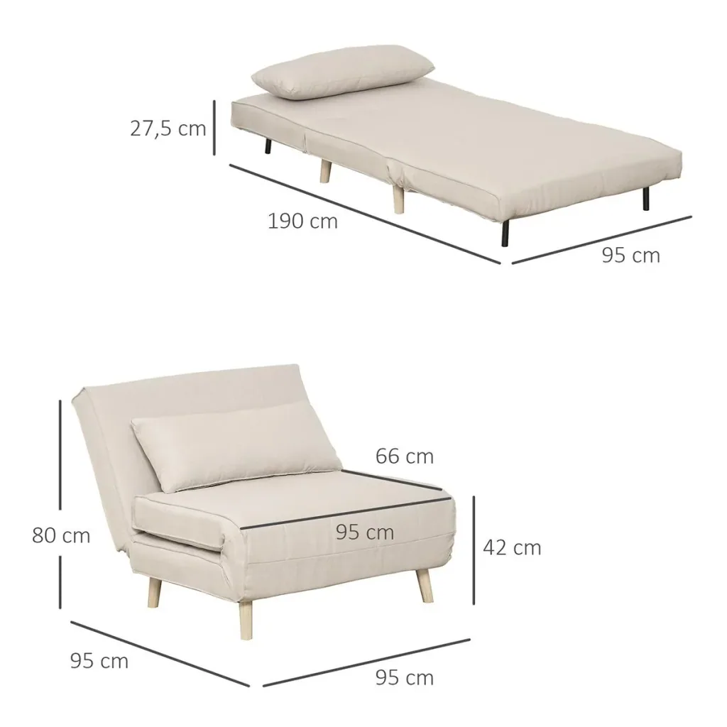 Einzelsofa Schlafsofa Sofabett Klappsofa verstellbar Rückenlehne Liege nordisch skandinavisch 25D Schaumstoff Haus Leine