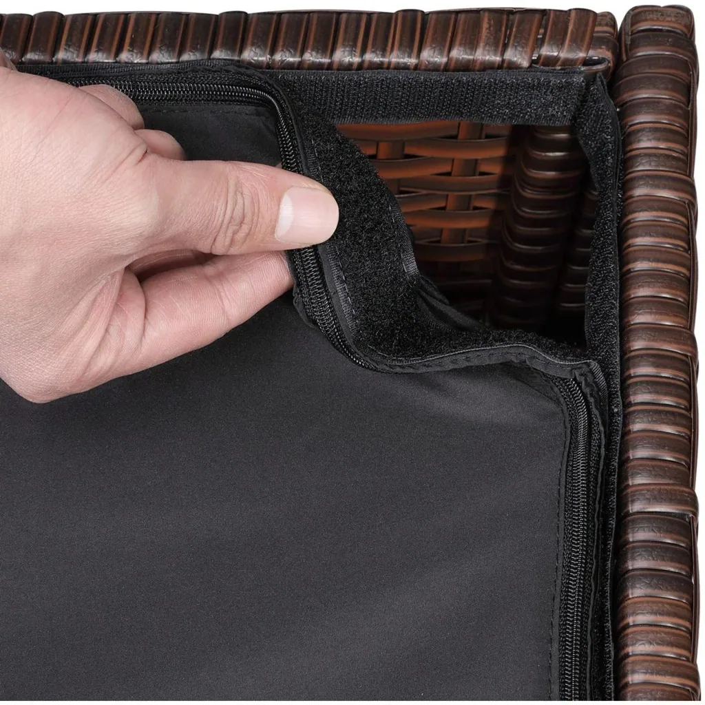 Poly Rattan Aufbewahrungsbox - braun - 75x75x70 cm - mit wasserabweisender Tasche