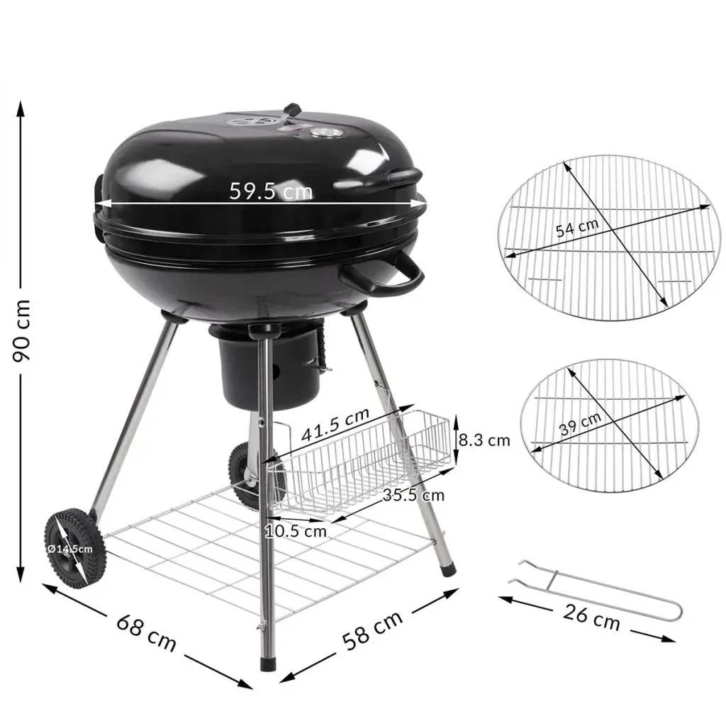 Barbecue - BBQ - auf zwei Rädern - Schwarz - 90x58x68cm