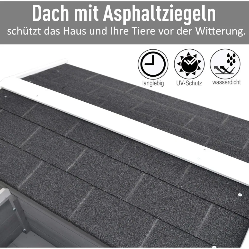Katzenhaus mit Terrasse und Balkon grau/weiß
