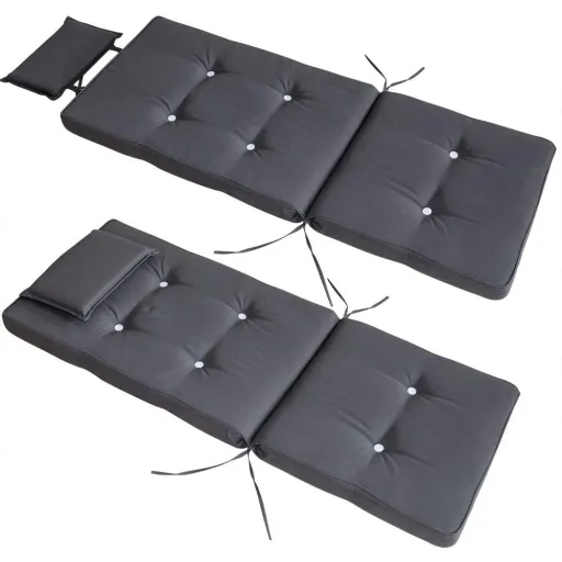 Gartenkissen - 2 Stück - Mit langem Rücken- und Kopfkissen - Für Stuhl - 118x45x7cm - Grau