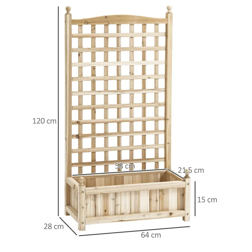 Pflanzkasten Blumenständer Rankgitter Rankkasten Rosenbogen mit Leckage-Löcher Garten Holz Naturholz 64 x 28 x 120 cm