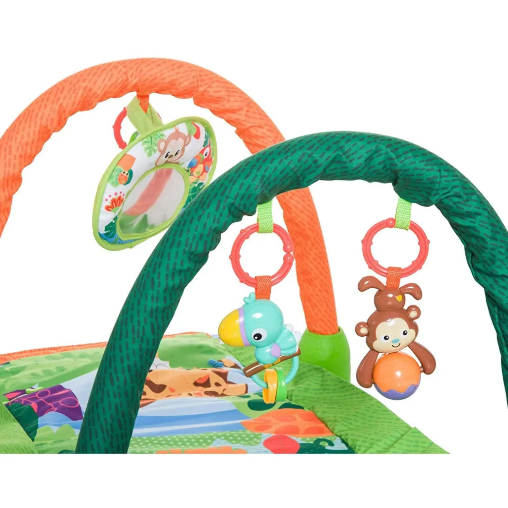 Kinderteppich Tiere Krabbeldecke 2 Spielbögen Grün+Orange