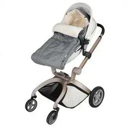 Kinderwagen-Fußsack Grau | Teddy | Maxi-Cosi | mit Aufbewahrungstasche