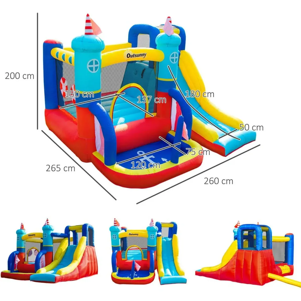 Aufblasbare Hüpfburg - mit Schwimmbecken und Kletterwand - 265 x 260 x 200 cm