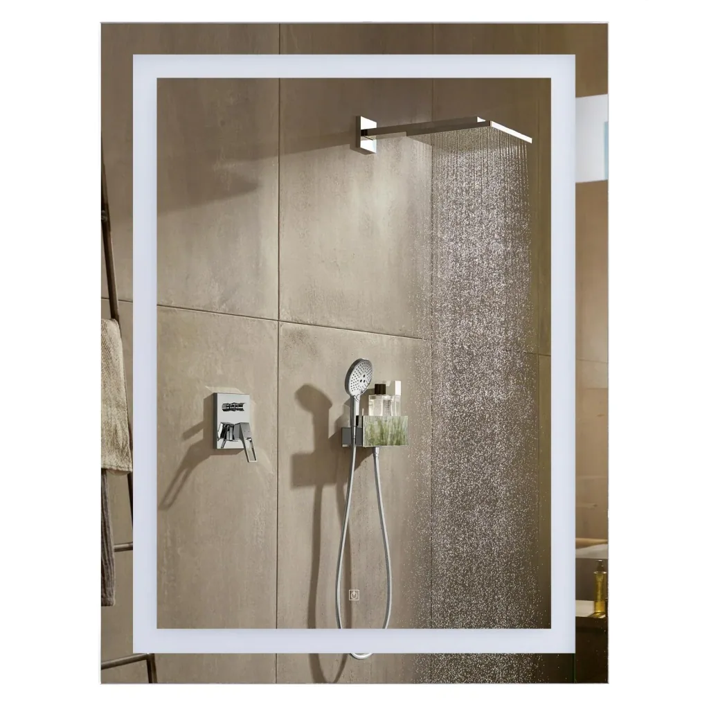 Badezimmerspiegel mit LED-Beleuchtung, weiß