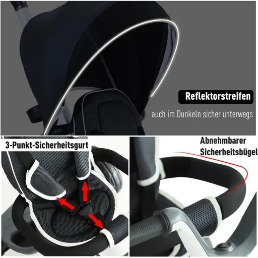 4 in 1 Kinderdreirad mit Sonnendach