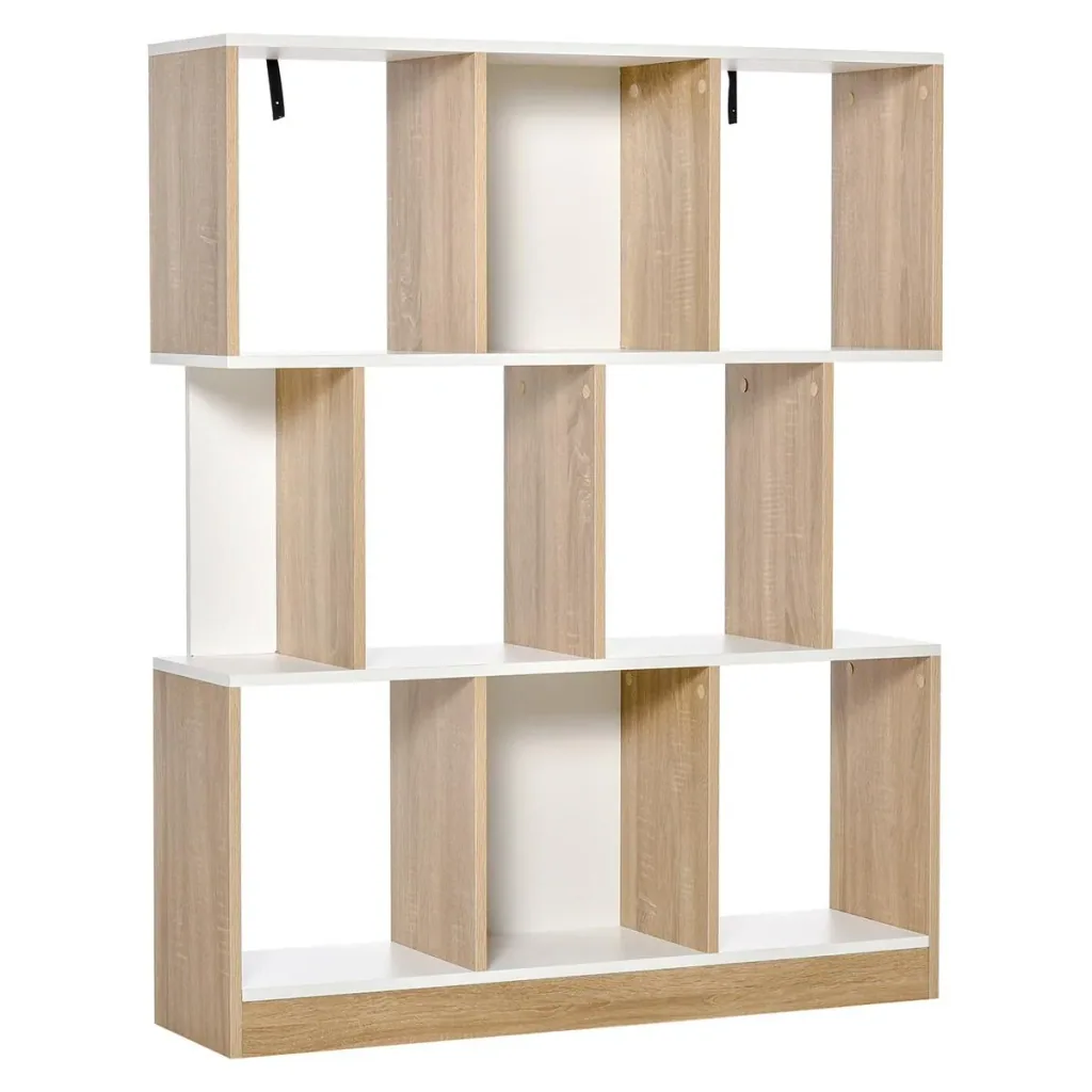 Bücherregal Standregal Büroregal Aktenregal für Büro Wohnzimmer Arbeitszimmer Spanplatte Natur+Weiß 100 x 24 x 124 cm