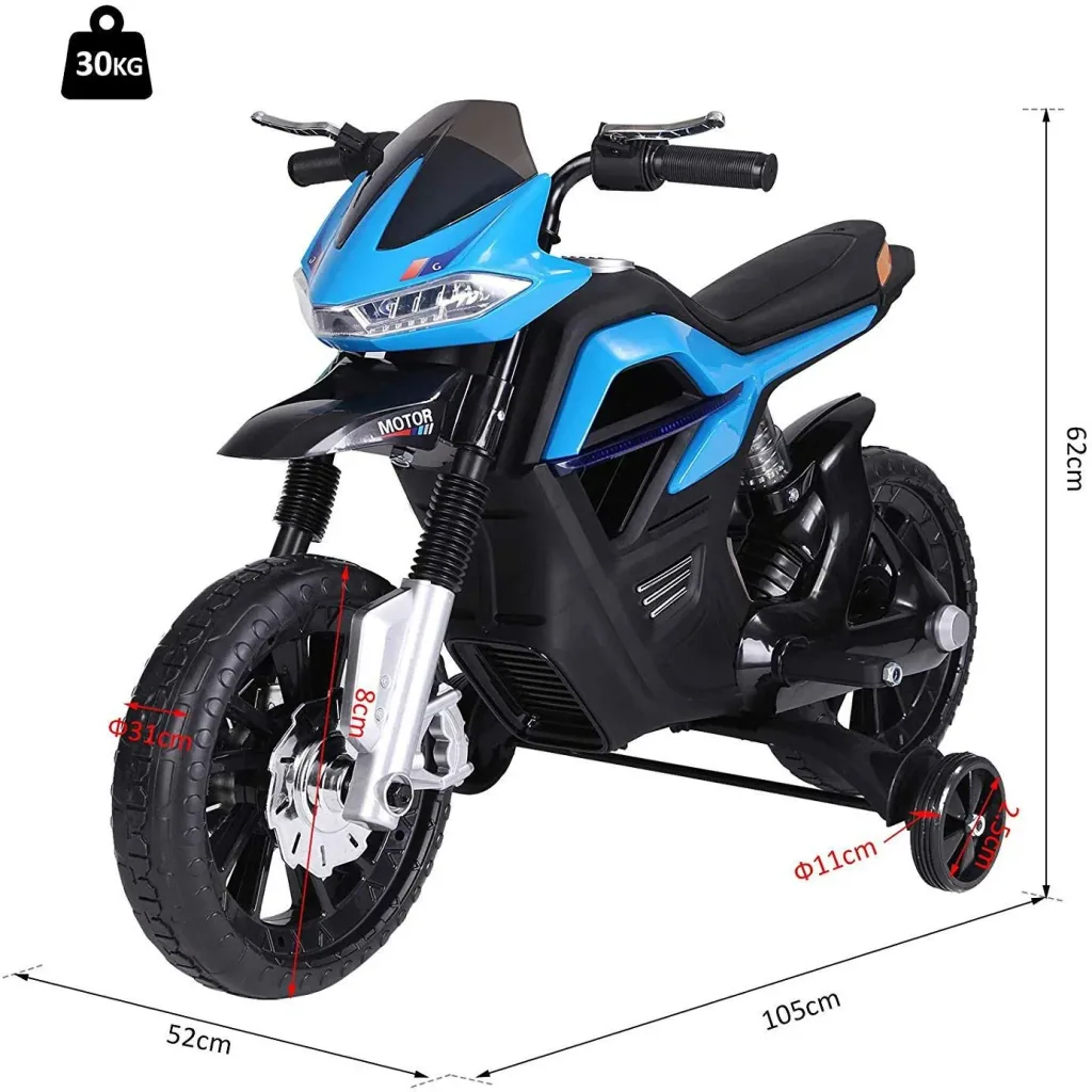 Elektro-Motorrad Motorrad für Kinder ab 3 Jahren Elektrofahrzeuge 3 km/h PP Blau 105 x 52,3 x 62,3 cm