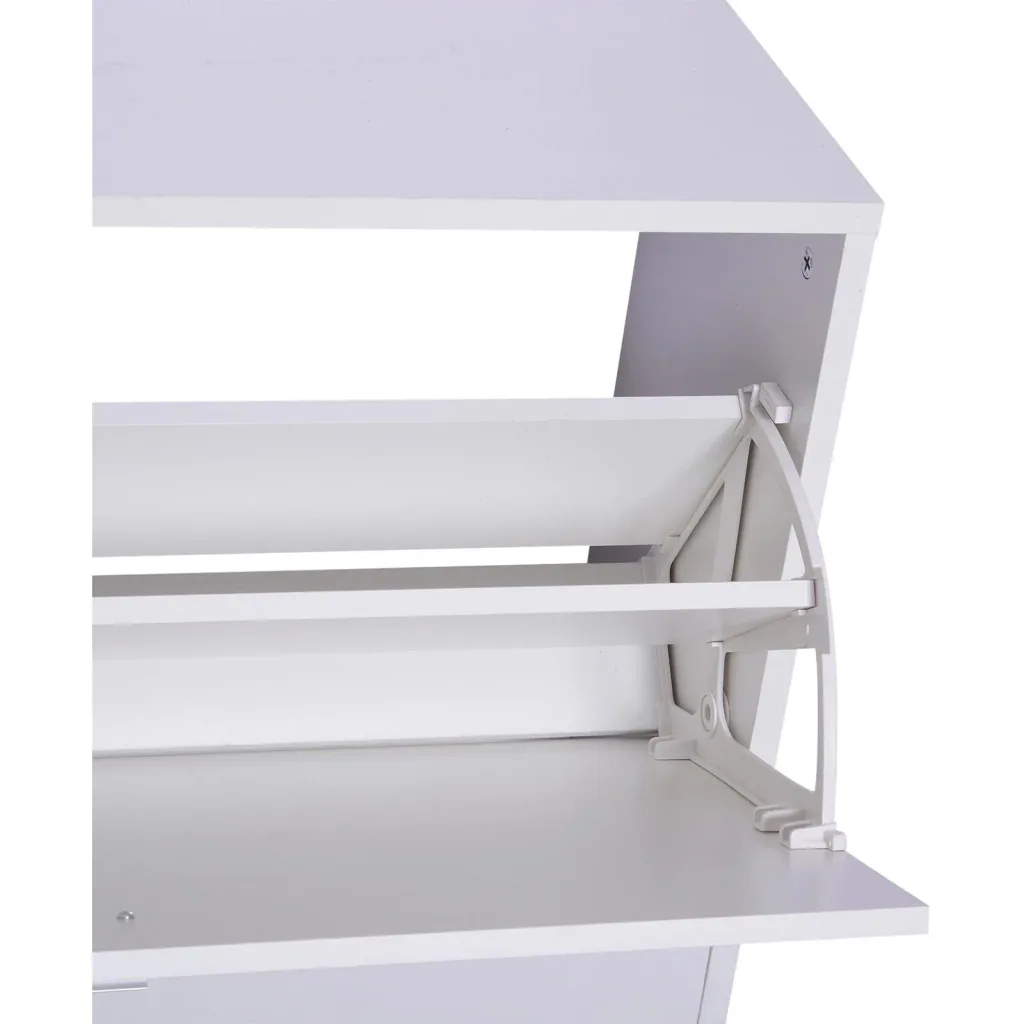 3-teiliges Garderoben-Set Flurgaderobe mit Schuhschrank Garderobe Wandspiegel 4 Haken Weiß 30 x 100 cm