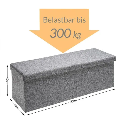 Bank / Aufbewahrungsbox / Fußbank inkl. Aufbewahrung & Deckel - Hellgrau - 80 x 40 x 40 cm
