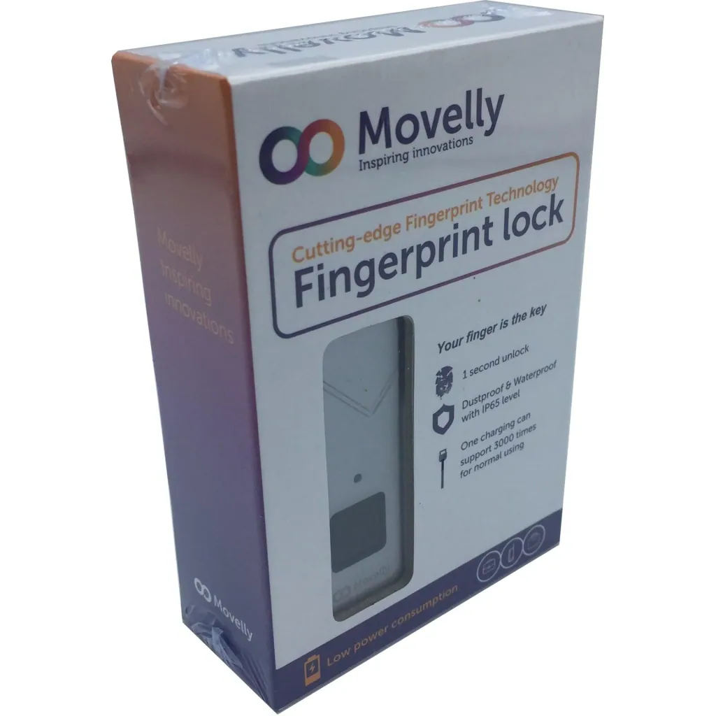 Movelly fingerprint padlock mattschwarz