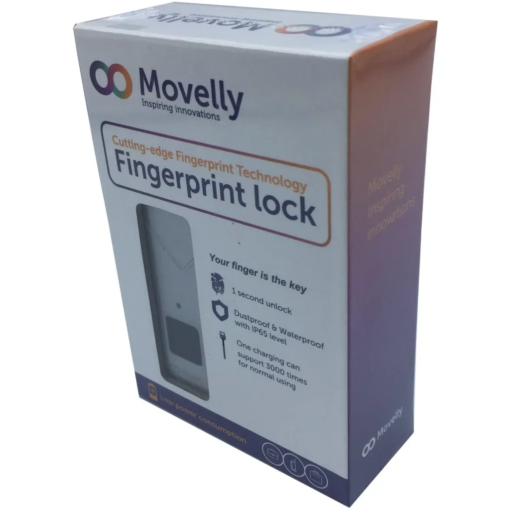 Movelly fingerprint padlock mattschwarz
